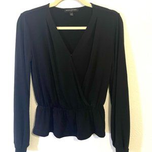 Banana Republic Long sleeve peplum top in black